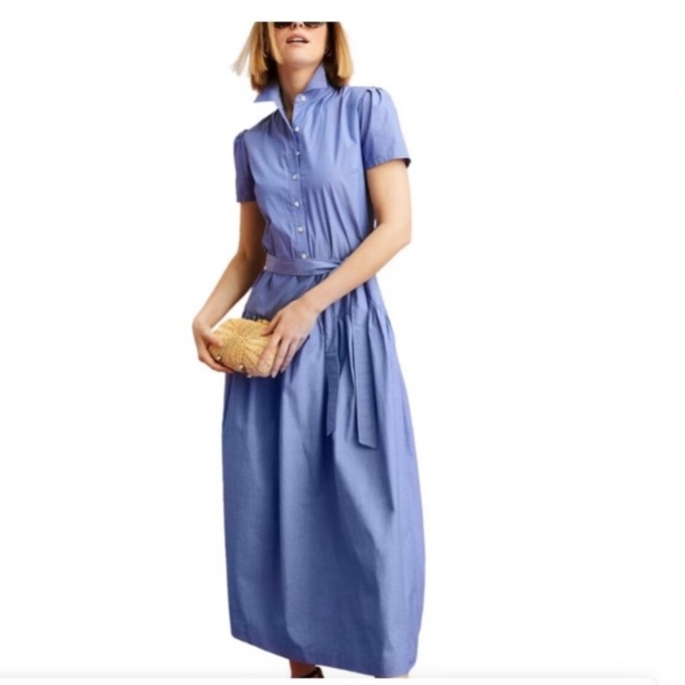 J. McLaughlin‎ McKenna dress size X-Large maxi solid blue color summer vacation